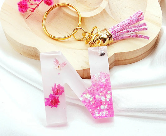 Porte-clés LETTRE N en résine époxy PRETTY RESINE