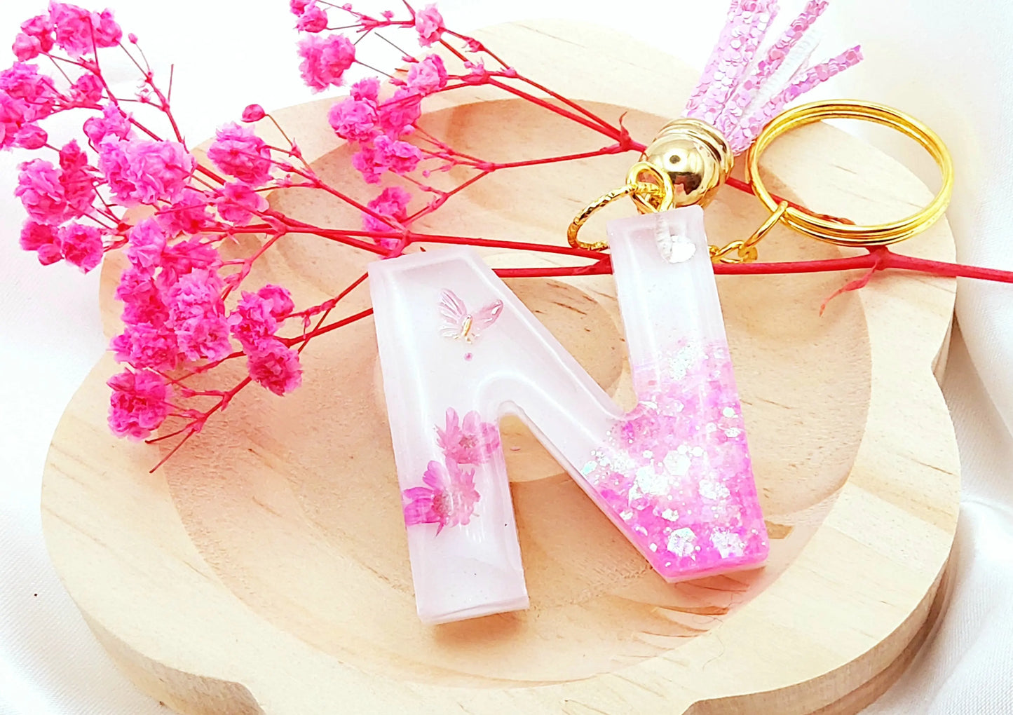 Porte-clés LETTRE N en résine époxy PRETTY RESINE