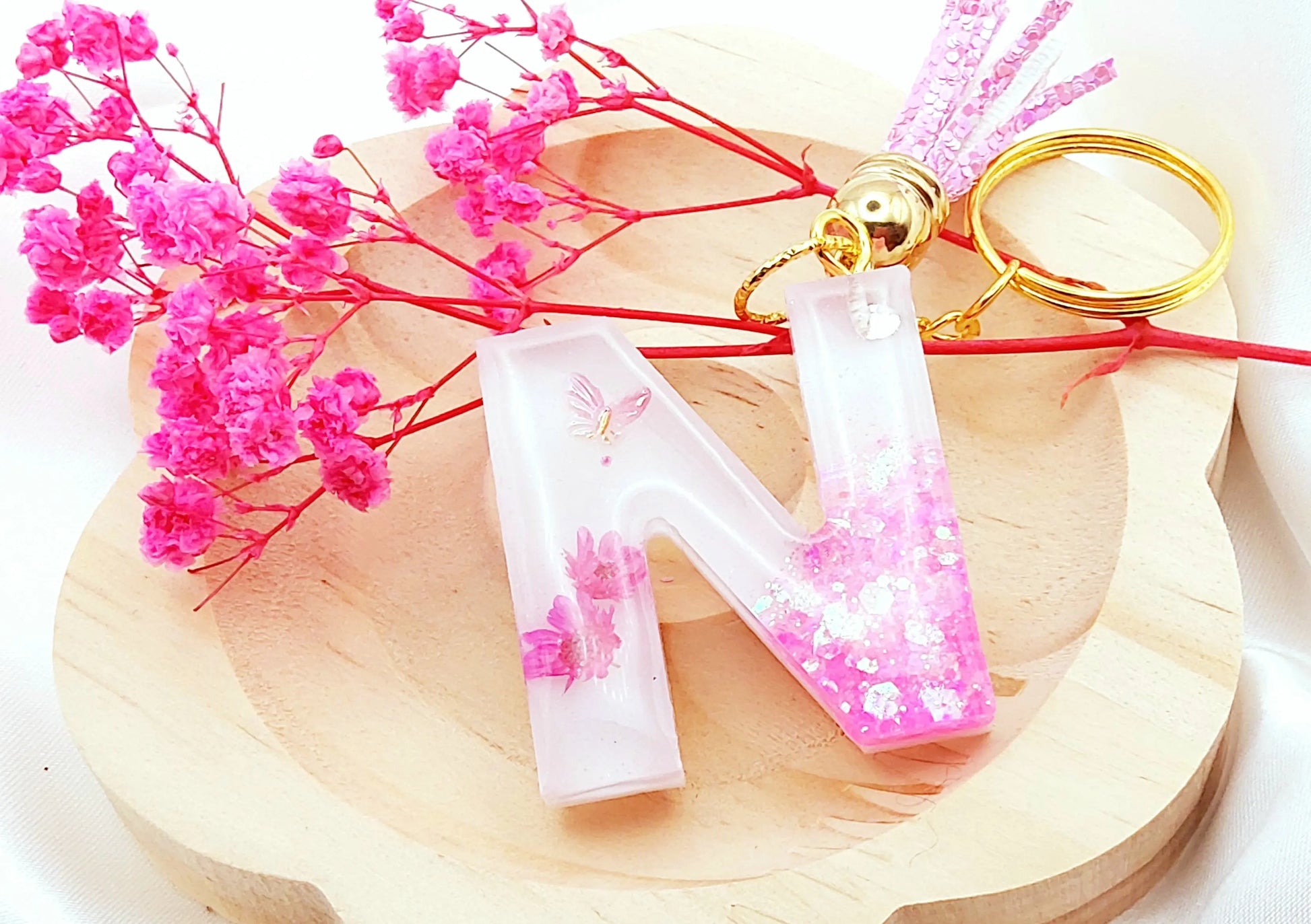 Porte-clés LETTRE N en résine époxy PRETTY RESINE