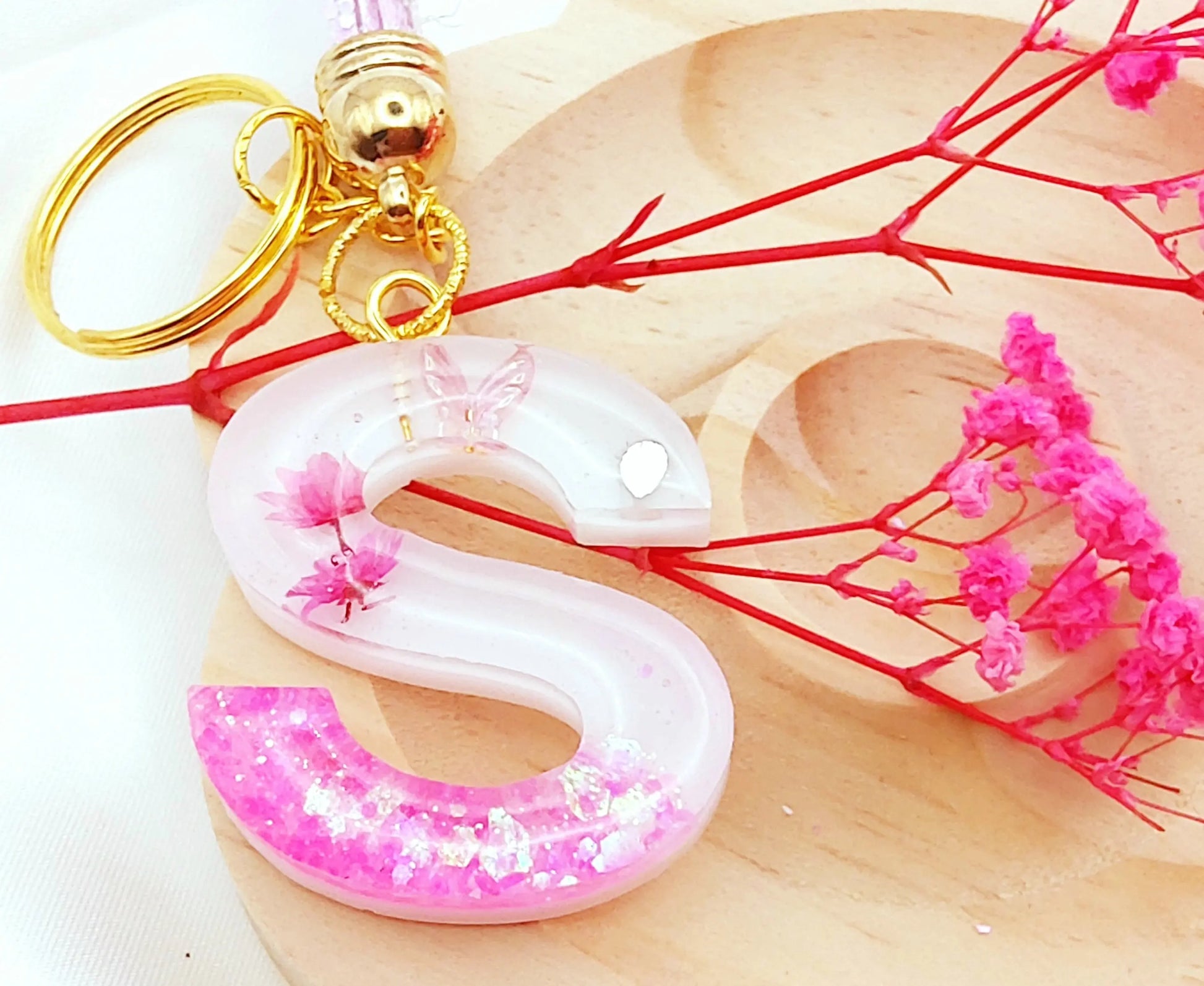 Porte-clés LETTRE S en résine époxy PRETTY RESINE