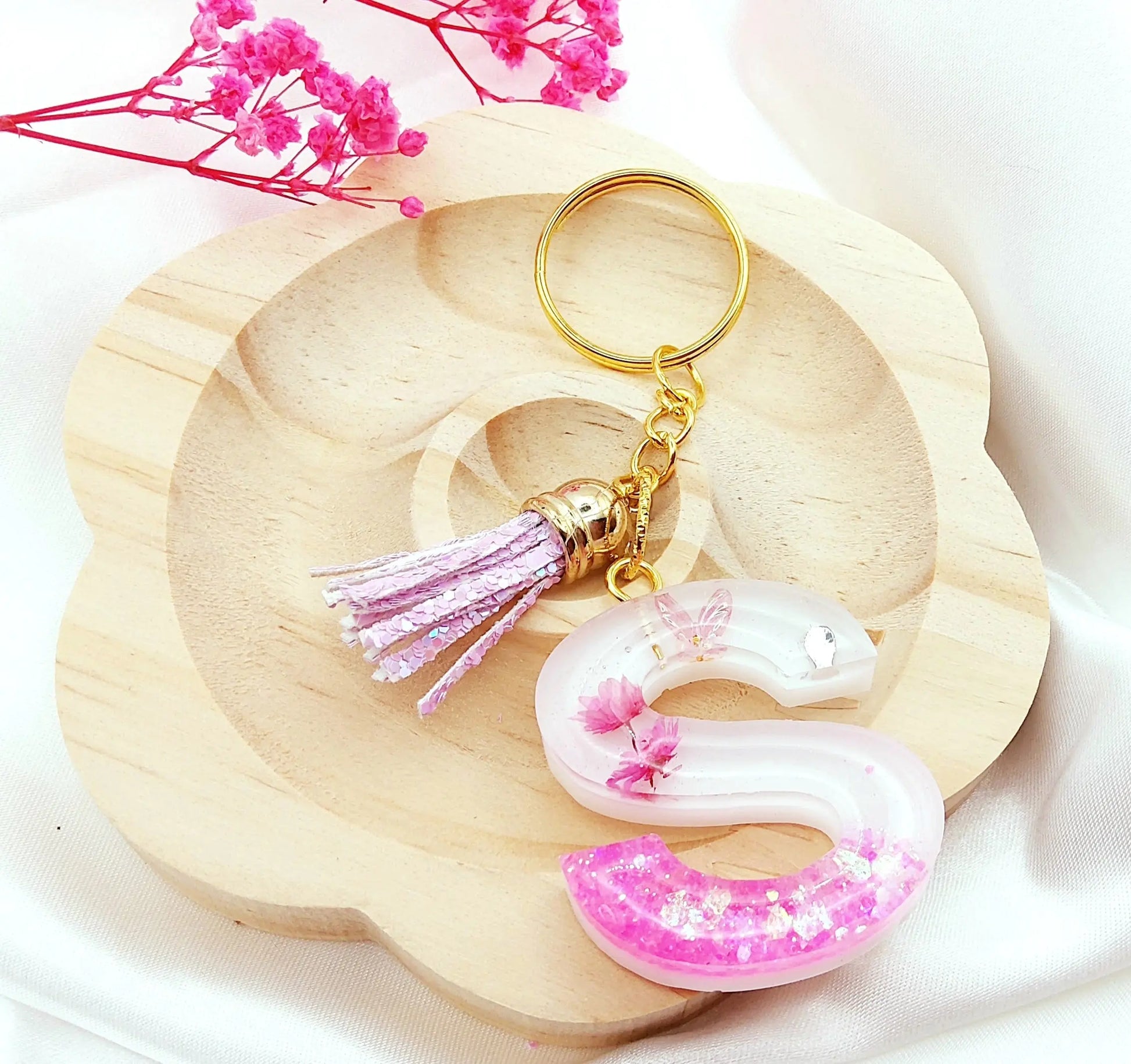 Porte-clés LETTRE S en résine époxy PRETTY RESINE