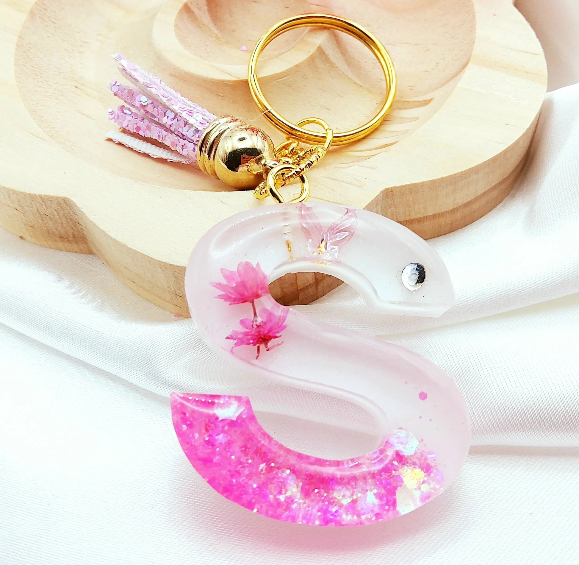 Porte-clés LETTRE S en résine époxy PRETTY RESINE