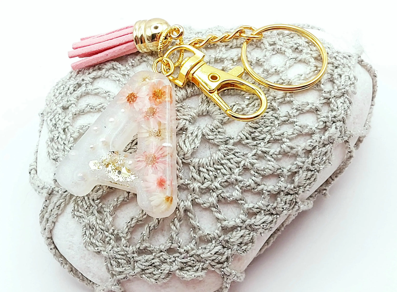 Porte-clés Méduse En Résine – Fait Main, Avec Perles, 17 Cm – Bleu Ou Rose