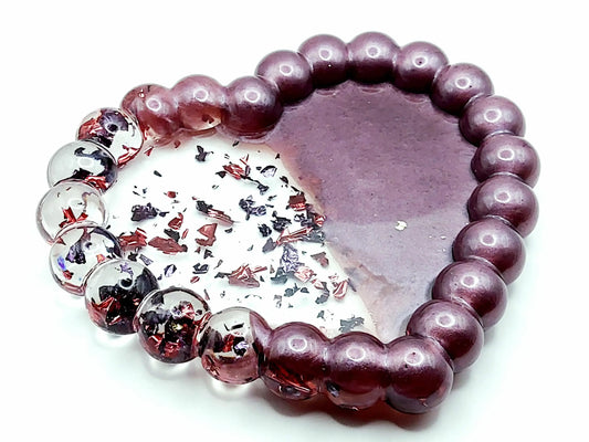 Vide-poches COEUR BULLES en résine époxy. Violet
