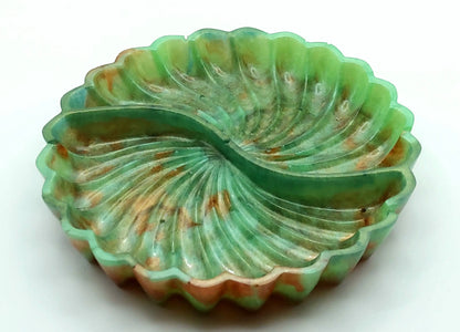 Vide-poches COQUILLE DOUBLE en résine époxy. Vert et cuivré - PRETTY RESINE