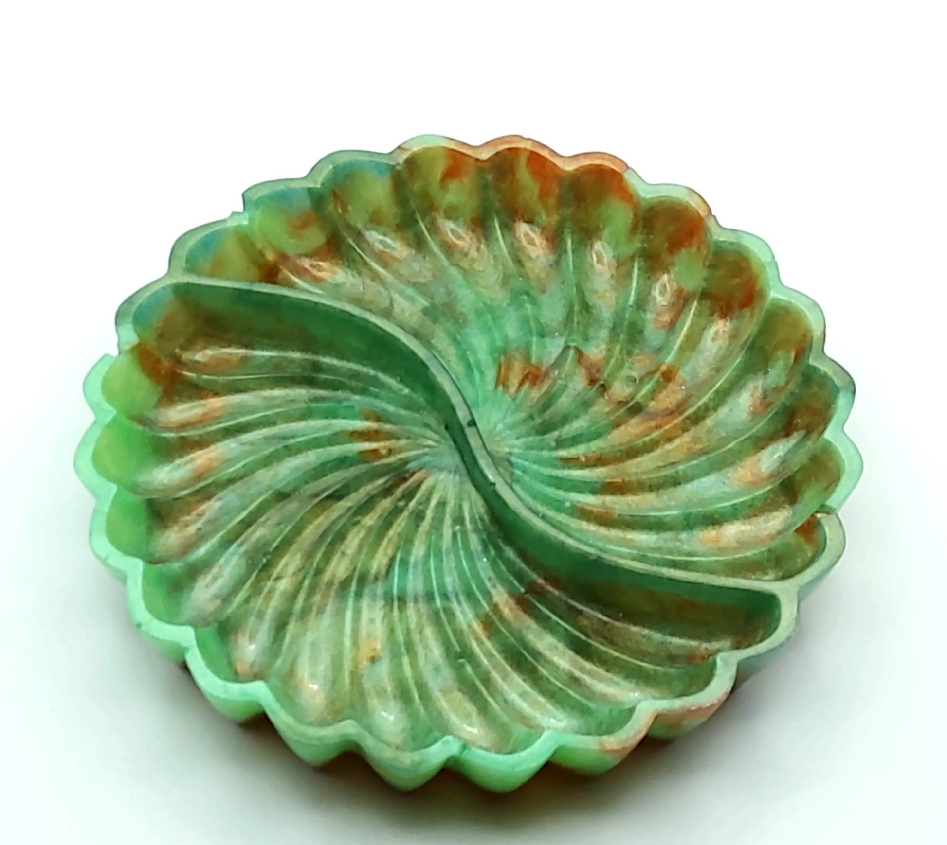 Vide-poches COQUILLE DOUBLE en résine époxy. Vert et cuivré - PRETTY RESINE