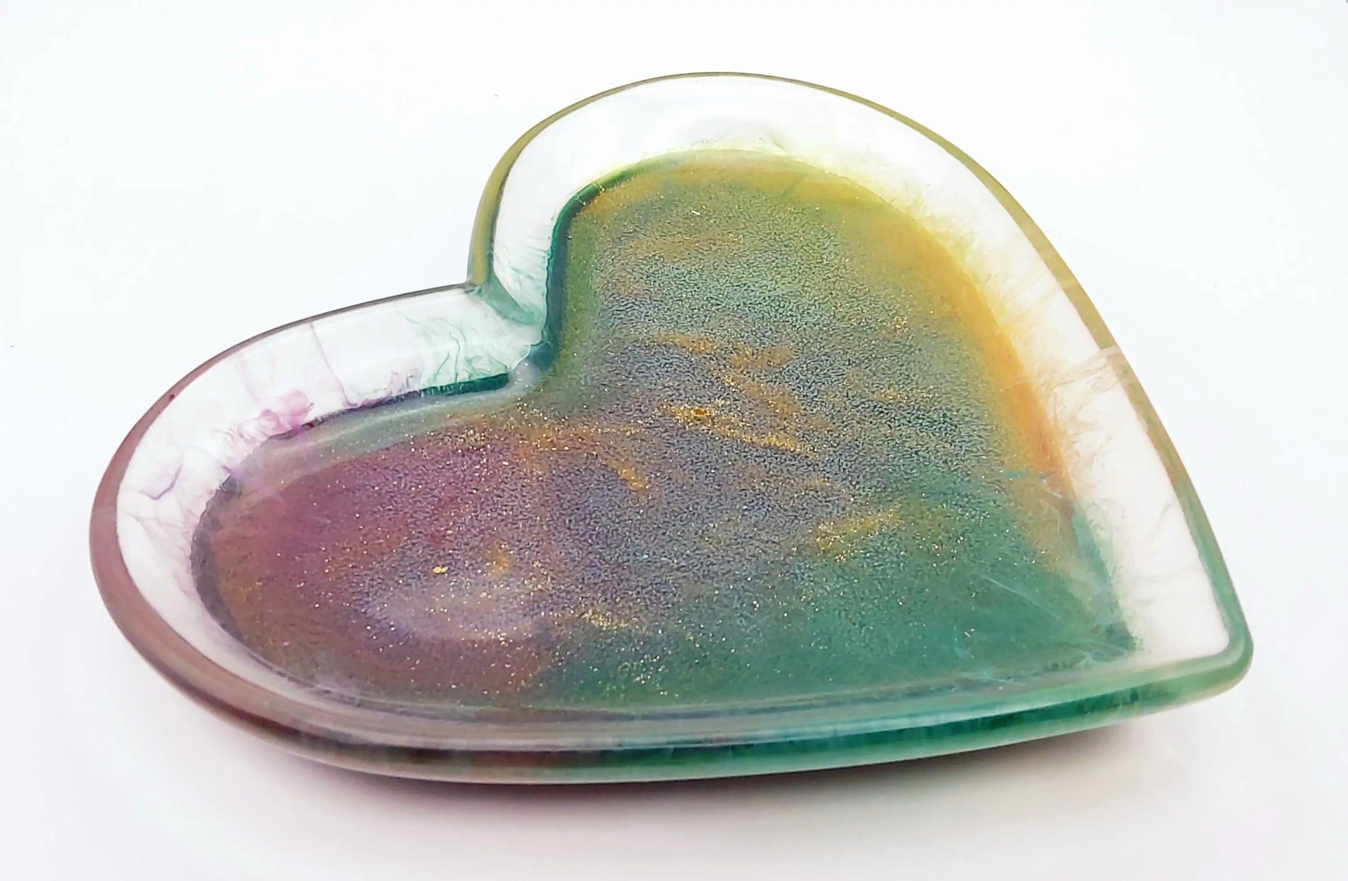 Vide-poches Coeur en résine époxy, effet pétri multicolore